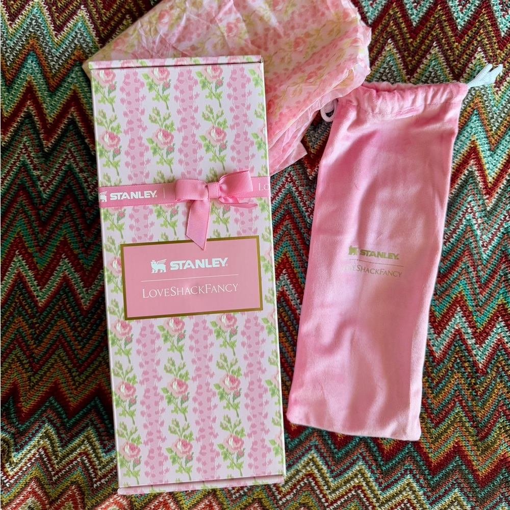 Stanley x LoveShackFancy Floral Tumbler box bow and tissue paper
